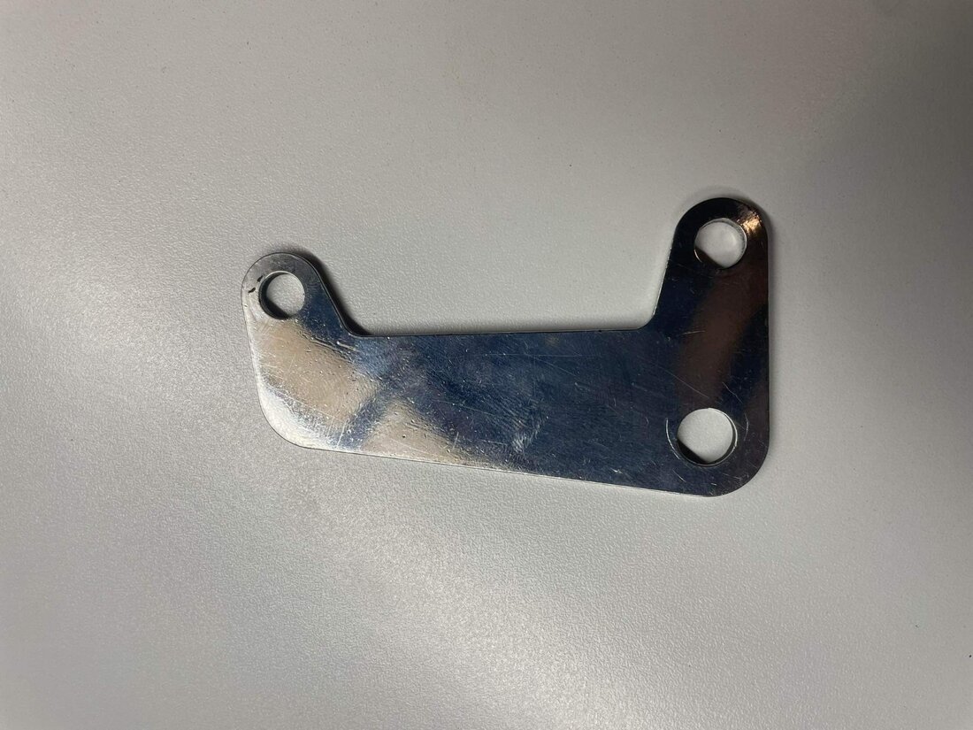 4RR Tohatsu steering damper bracket — polished stainless