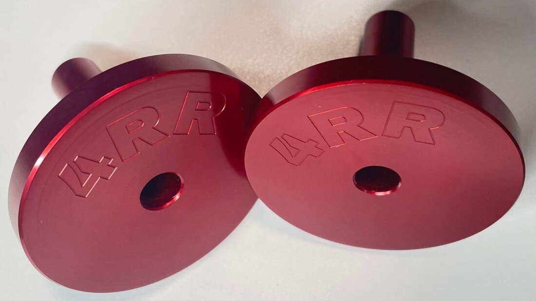 4RR transom motor mount through-bolts — red anodised billet