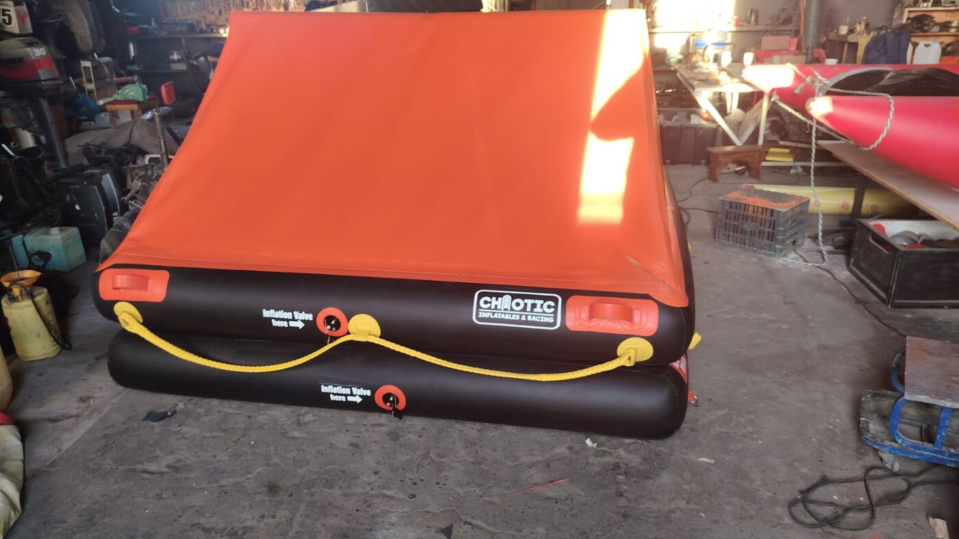 Custom life raft for Project Maritime — canopy detail