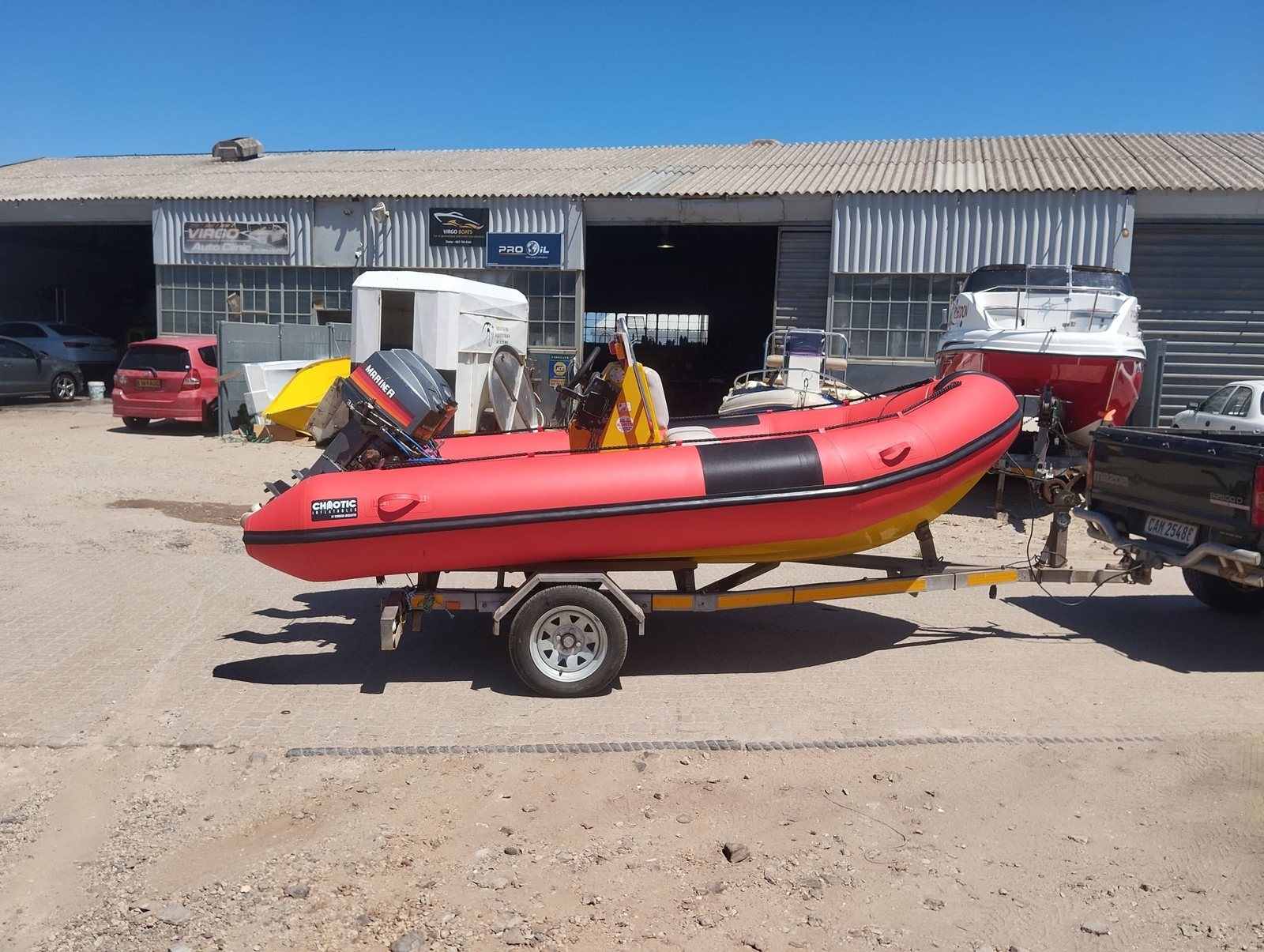 Red rescue RIB — coastal ready