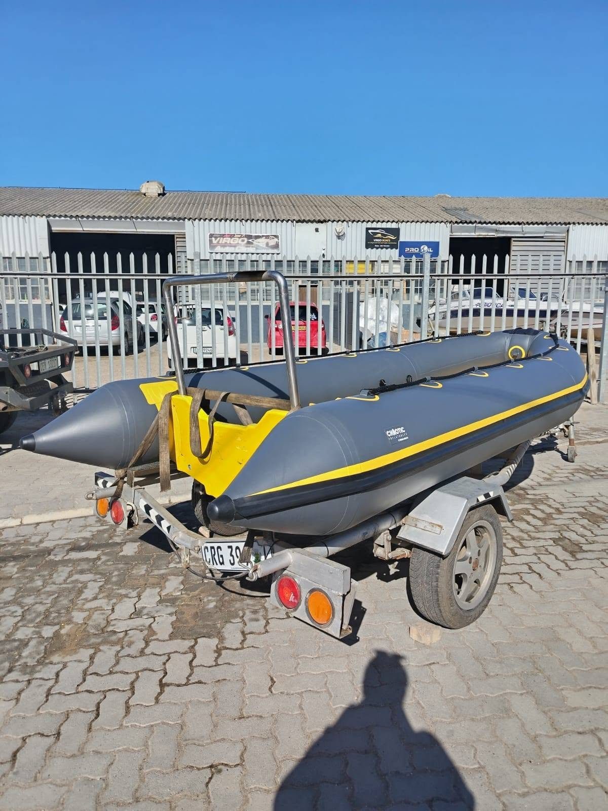 Grey and yellow RIB rebuild
